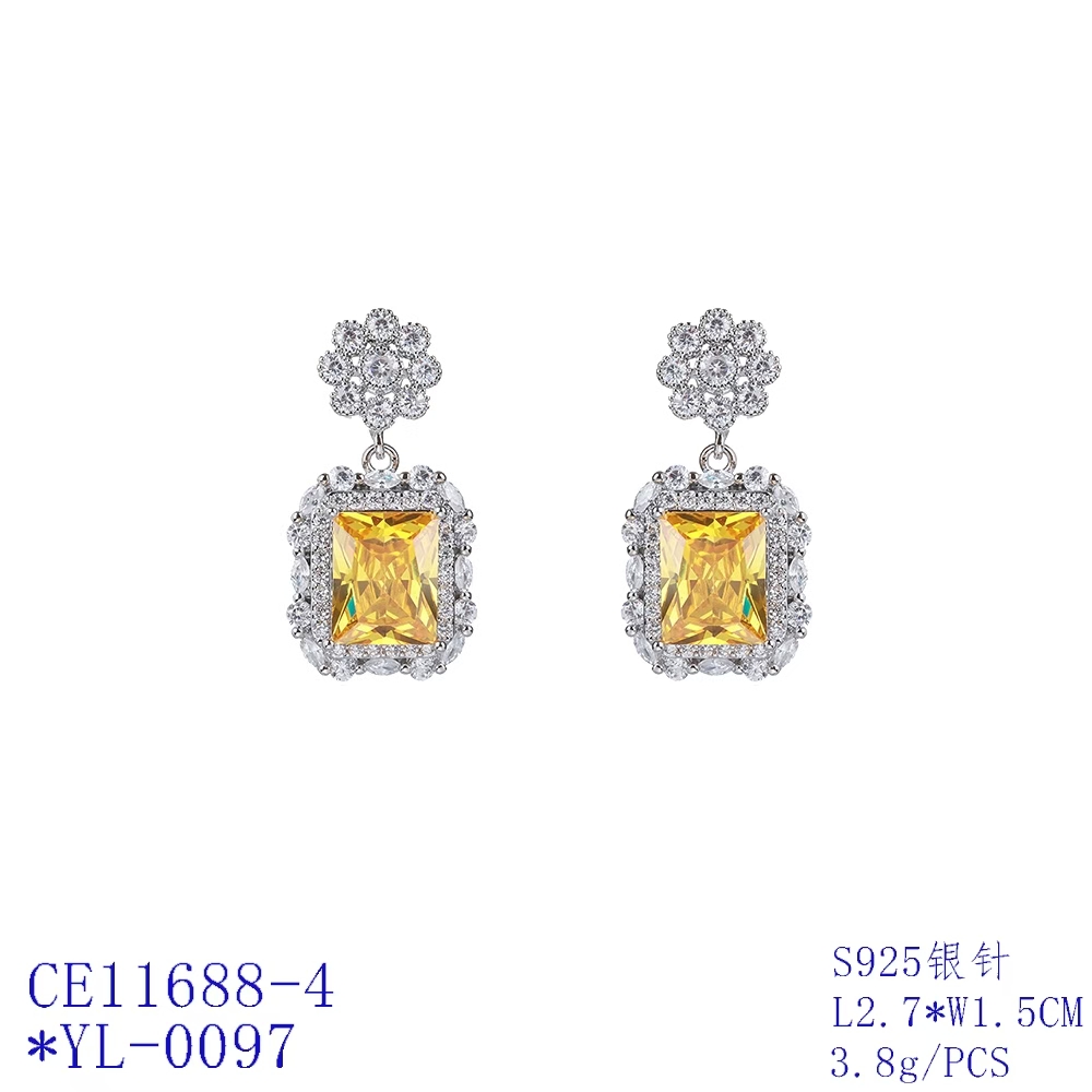 Floral Halo Rectangle Statement Earrings thumbnail 4