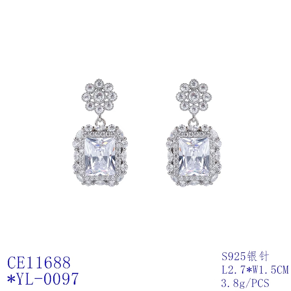 Floral Halo Rectangle Statement Earrings thumbnail 5